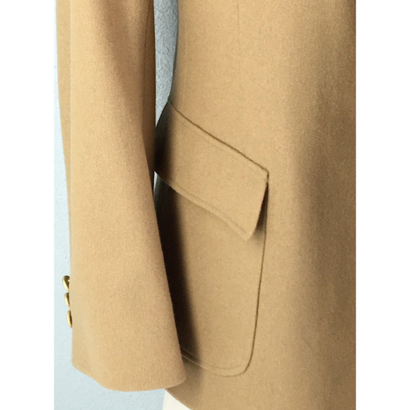 Size 16 Woolrich USA Womens 2 Button Pure Wool Blazer Jacket Sand Tan - Picture 8 of 14
